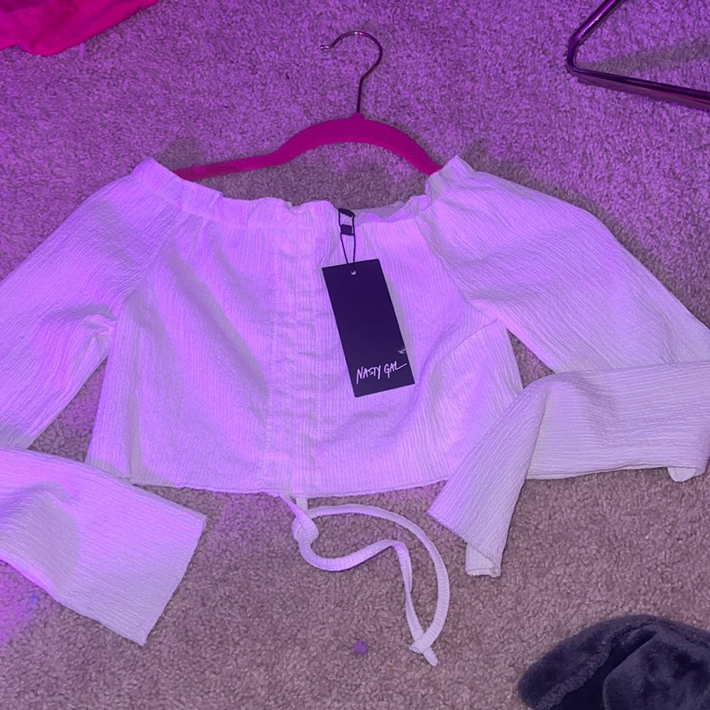 Crinkle Bardot crop top